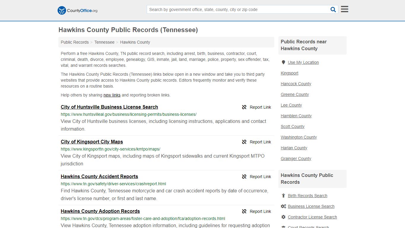 Hawkins County Public Records (Tennessee) - County Office