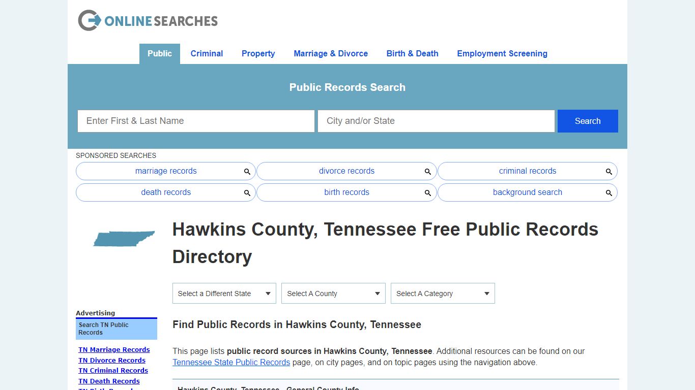 Hawkins County, Tennessee Public Records Directory